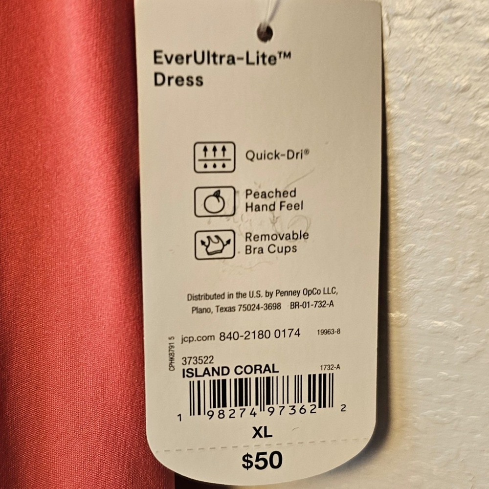 Xersion EverUltra-Lite Athletic Dress Island Coral XL Quick-Dri Removable Cups - Picture 4 of 9